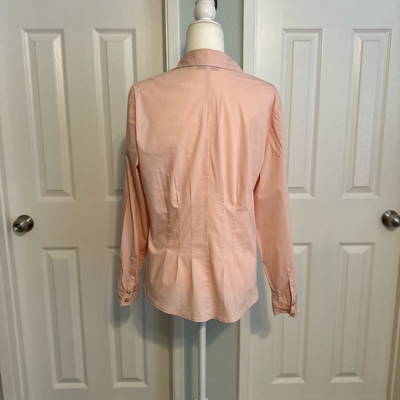 New York & Co - Button Down Rhinestone Button Long Sleeve Pink Size Large - Picture 6 of 6